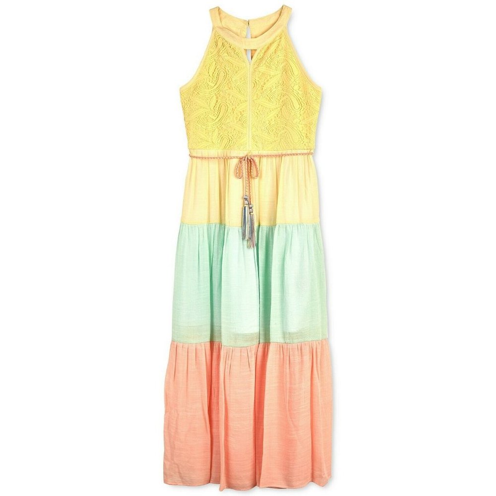 BCX Big Girls Colorblocked Lace Maxi Dress Size 12